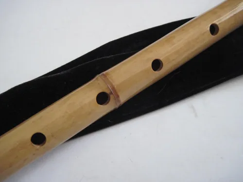 Vista 2 de 1.8 Pentatonic Shakuhachi - Instrumento Zen tradicional, madera de bambú, re mayor, con bolsa de terciopelo