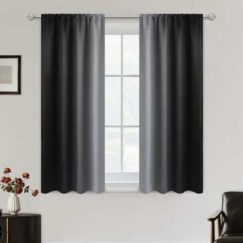 Vista 50 de SimpleHome Cortinas Pequeñas Negras Impermeables con Bolsillo para Barra Suave para Cocina, Cortinas Impermeables con Bolsillo para Barra