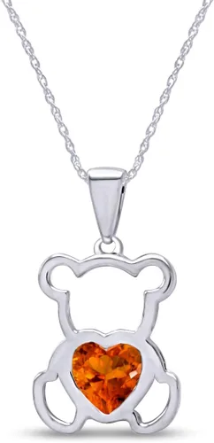 Vista 17 de Collar con colgante de oso de peluche con piedra natal para mujer Simulated Alexandrite