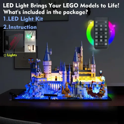 Vista 9 de VONADO Kit de luces LED RC actualizado para Lego Hogwarts Castle and Grounds 76419, juego de iluminación creativa con control remoto, accesorios