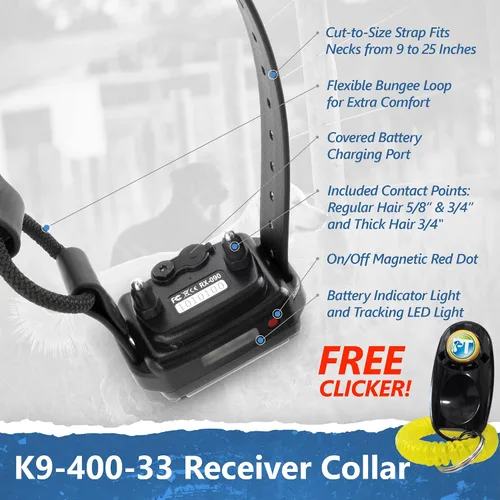 Vista 5 de Educator Collar táctico K9-400 para entrenamiento de perros con control remoto, rango de 3/4 millas, impermeable, 100 niveles de estimulación, modo