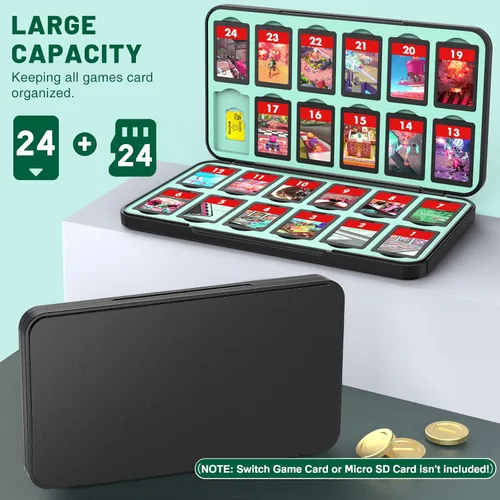 Vista 3 de CYKOARMOR Game Card Case Holder for Nitendo SwitchSwitch 2(2025) - Hard Shell Cartridge Case with 24 Game Slots & 24 Micro SD Card Slots, Portable
