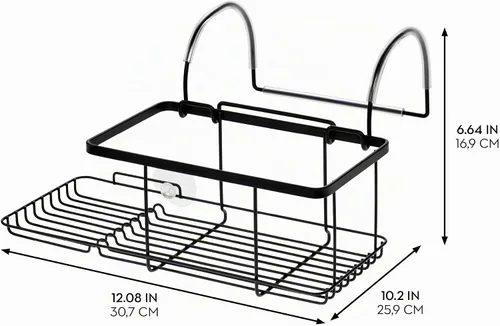 Vista 2 de iDesign - Cesta de metal sobre el baño, colección Everett, 12.08 x 10.2 x 6.64 pulgadas, negro mate