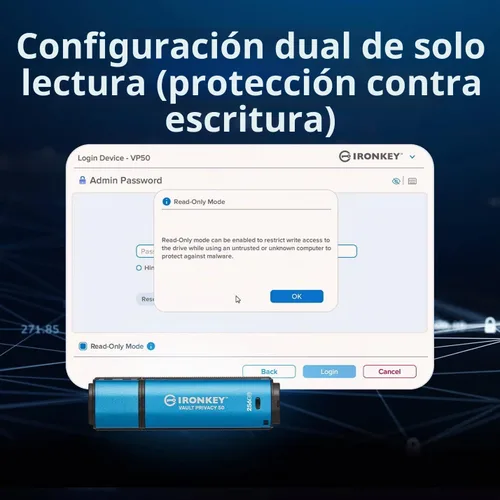 Vista 8 de Kingston IronKey Vault Privacy 50 16GB USB cifrado