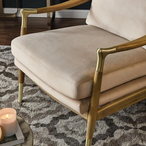 Vista 5 de Modway Langford - Sillón de terciopelo resistente a las manchas, silla de terciopelo moderna de mediados de siglo con marco de madera, silla