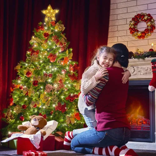 Vista 6 de DULEFUN Estrella LED de 11.8 Pulgadas para la Punta del Árbol - Adorno de Metal Dorado con 20 Luces para Decoración de Árbol de Navidad y Decoración