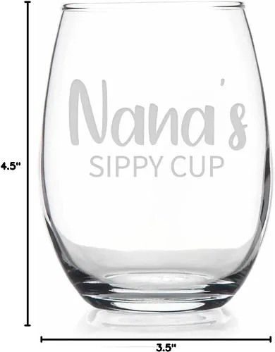 Vista 3 de HTDesigns Nana's Sippy Cup - Copa de vino sin tallo, 15 onzas, moderna copa de vino transparente sin tallo, para cualquier ocasión