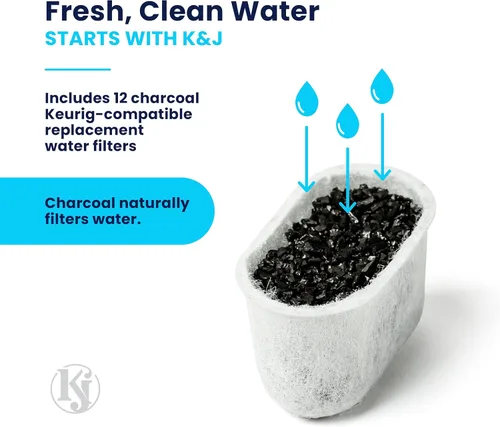 Vista 4 de Filtros de agua de K&J compatibles con Keurig, paquete de 12, ajuste universal (no Cuisinart), filtros compatibles con Keurig, filtros de agua