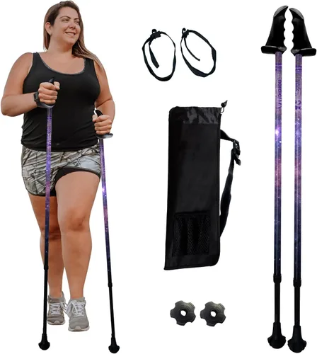 Vista 10 de York Nordic Bastones de senderismo motivadores grandes y altos para equilibrio y rehabilitación, 2 piezas, fuertes bloqueos de botón, patas de goma