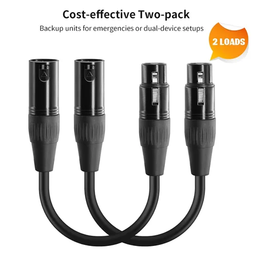 Vista 6 de Paquete de 2 cables adaptadores XLR profesionales de 3 pines macho a DMX de 5 pines hembra de 12 pulgadas para control de iluminación, micrófonos