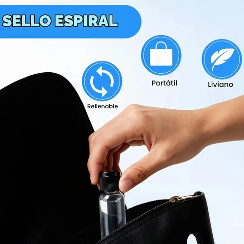 Vista 6 de 30 botellas de muestra de plástico transparente reutilizables vacías de 0.5 fl oz 0.51 oz con tapa abatible negra, frasco de viaje, recipiente