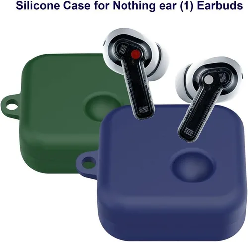 Vista 5 de DAYJOY - Juego de 2 fundas protectoras de silicona de goma suave compatible con auriculares TWS, funda protectora con llavero para nada de oreja (1)