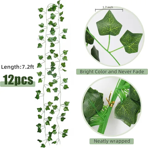 Vista 2 de RECUTMS Enredaderas Falsas para Decoración de Habitación 86 Pies Guirnalda de Hiedra Artificial Plantas Colgantes Follaje Artificial Falso Hojas