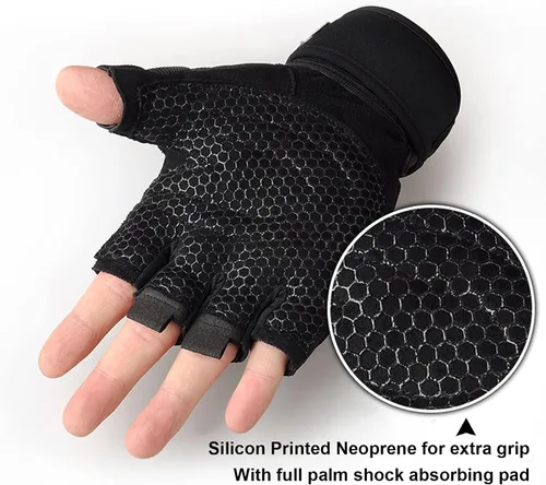 Vista 3 de SUJAYU Guantes de entrenamiento, guantes de gimnasio para hombres, muñequeras para levantamiento de muñecas, guantes para entrenamiento, guantes