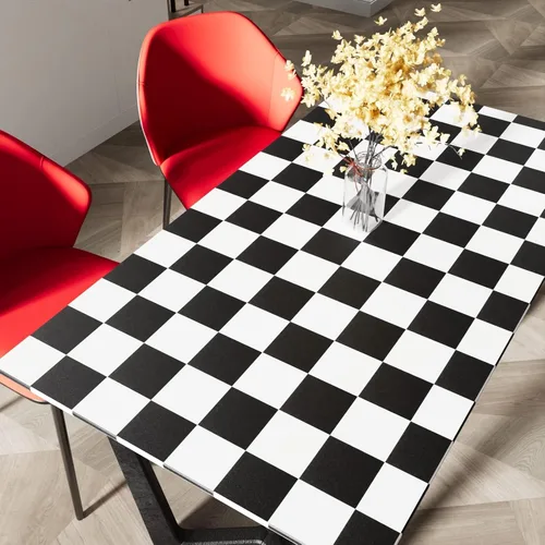Vista 8 de Yenhome Papel tapiz a cuadros en blanco y negro para despegar y pegar a mediados de centro, moderno papel de contacto blanco y negro para armarios