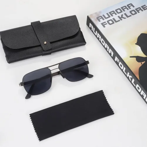 Vista 6 de Memory Metal Polarized UV400 Protective Silicone Nose Aviator Square Sunglasses for Men Women