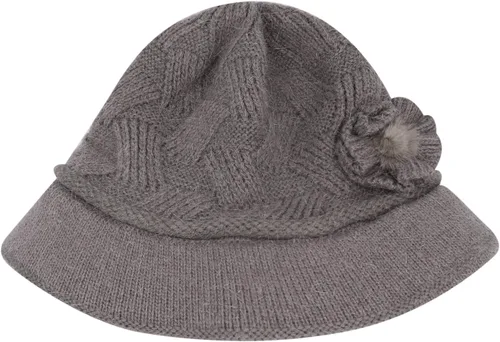 Vista 109 de C-US - Gorro de punto cálido para mujer, con visera de ganchillo con acento de flores