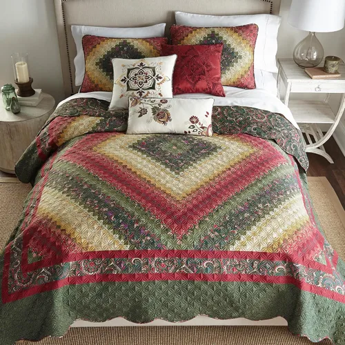 Vista 5 de Donna Sharp Edredón King – Colcha contemporánea de algodón rosa lavanda con patrón de retazos – lavable a máquina