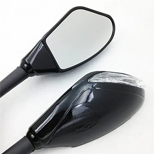 Vista 7 de HK - Espejos laterales LED integrados color negro brillante compatibles con Suzuki GSXR 600/750 GSXR 1000 1100 Hayabusa GSF 600S 1200 1200S BANDIT