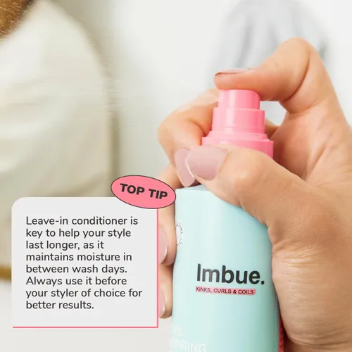 Vista 3 de Imbue Spray acondicionador sin enjuague para cabello rizado, 6.7 onzas líquidas, aceite de coco, control de encrespamiento, acondicionador sin