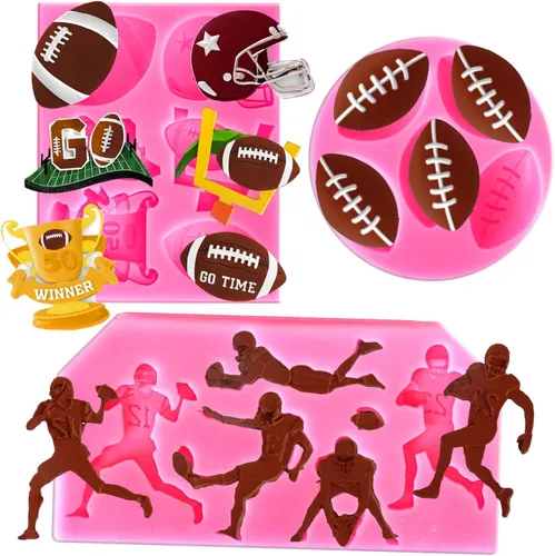 Vista 8 de Whaline 3 paquetes de moldes de fondant de baloncesto con temática deportiva, moldes de silicona, moldes de caramelo de chocolate para cocina