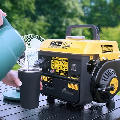 Vista 4 de Aceup Energy - Generador a gasolina de 1000 W, pequeño, portátil, para campamento, ultraligero, cumple con las normativas de la EPA y la CARB