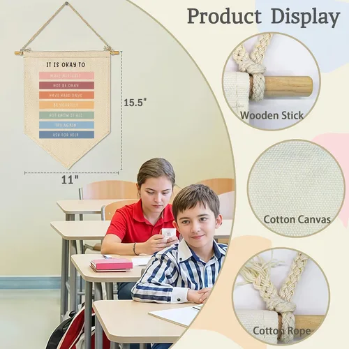 Vista 6 de Está Bien Cometer Errores - Banner de Educación en Salud Mental - Lona de Afirmaciones Positivas y Citas Decorativas para Maestros, Niños