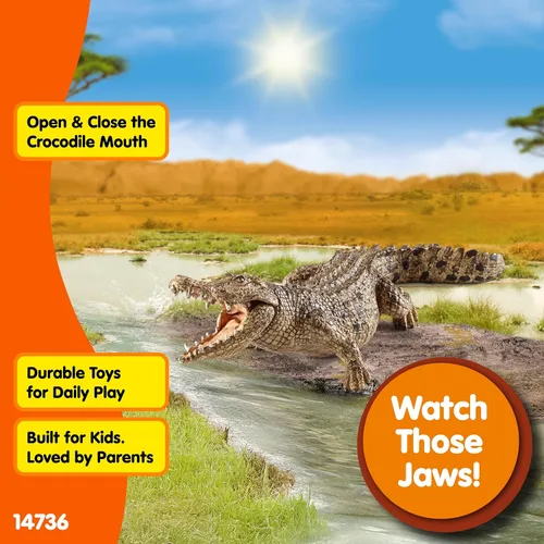 Vista 3 de Schleich Wild Life, juguete realista de animales salvajes para niños y niñas, figura de juguete de cocodrilo con mandíbula móvil