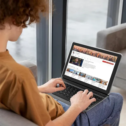 Vista 6 de Tablet Android 15 de 10 pulgadas, 12GB RAM+64GB ROM+1TB expandible, tabletas 2 en 1 con teclado/estuche/ratón/lápiz óptico, procesador de cuatro