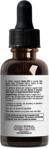 Vista 2 de Hierbas HPA de Dr. Wilson 1 onza adaptogénicas hierbas para apoyo suprarrenal y calmante