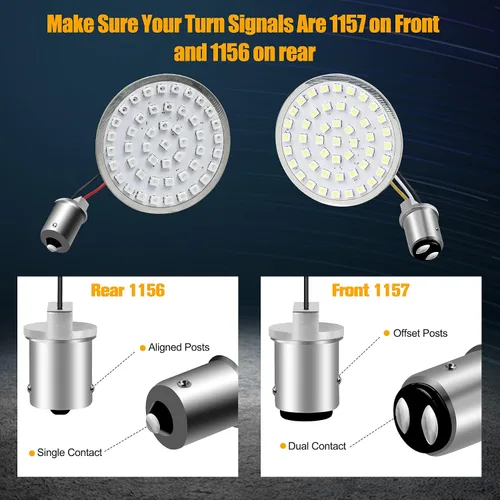 Vista 5 de Señales de giro LED secuenciales, parpadeos delanteros 1157 + traseros 1156 con lente ahumada compatibles con Harley Sportster Softail Street Glide