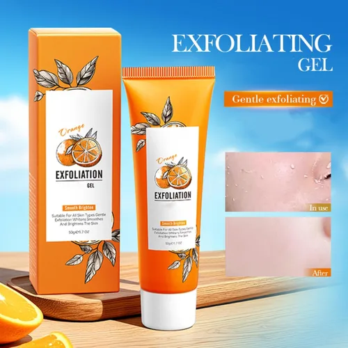 Vista 2 de Gel exfoliante naranja, gel pelador de vitamina C para cara y cuerpo, exfoliante facial suave, exfoliante hidratante y de limpieza profunda, suaviza