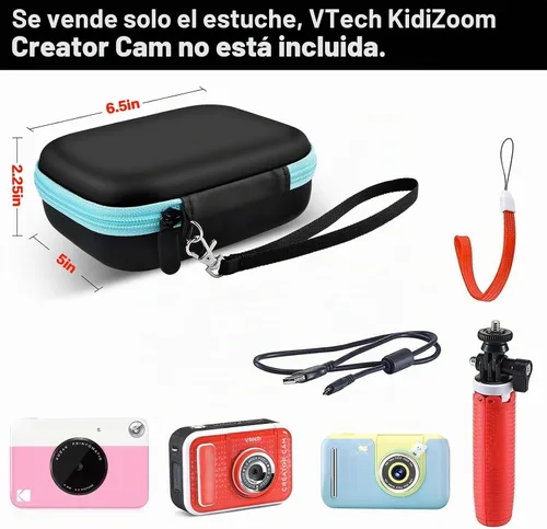Vista 2 de Funda para cámara infantil para VTech KidiZoom Creator Cam HD Video Camera / para cámaras KODAK Printomatic de impresión instantánea digital Negro