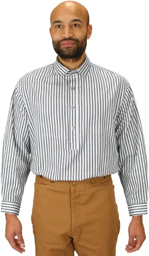 Vista 8 de Historical Emporium Camisa de vestir de algodón con cuello de club banquero para hombre, recreación formal del disfraz del período victoriano Negro