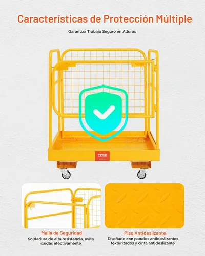 Vista 3 de VEVOR Cesta de Carga para Montacargas, Plataforma de Trabajo con Jaula de Seguridad de 36 x 36 Pulgadas, Capacidad de Carga de 1200 lbs, Cesta