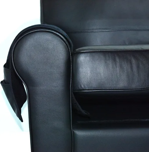 Vista 4 de Wanty Organizador suave de terciopelo para sofá, silla, reposabrazos para control remoto, teléfono celular, libro, lápiz (negro)