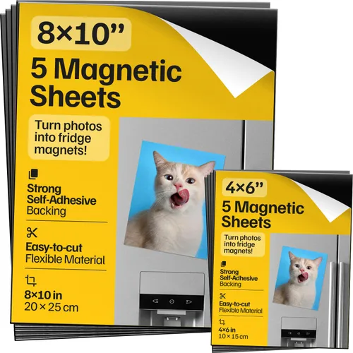 Vista 18 de Hojas magnéticas adhesivas autoadhesivas fuertes 4 piezas (22x28 cm/8.5x11") – Papel magnético personalizable para fotos, imanes adhesivos