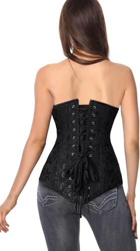 Vista 4 de Charmian Women's 26 Torso de algodón con estructura de acero. Corsé que da forma de reloj de arena.