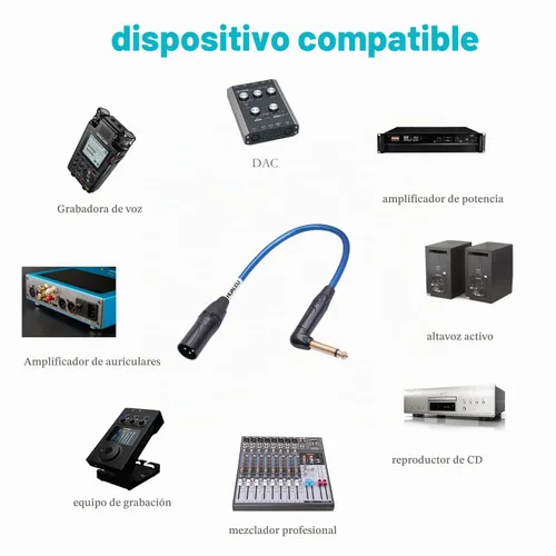 Vista 3 de Cable de audio macho de 3 pines TS a XLR de 1/4 de pulgada en ángulo recto, 0.250 in TS mono ángulo recto a XLR macho 3 pines, 6N OFC+cable de audio