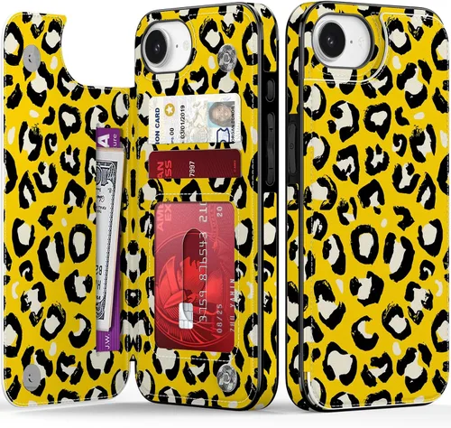 Vista 146 de LETO para iPhone 15 Pro Funda tipo cartera - Tapa tipo folio con patada - Diseños de moda - Tarjetero - Funda protectora para mujeres y niñas - 6.1