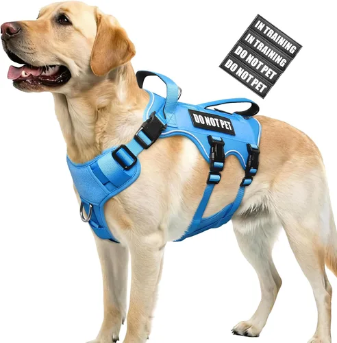 Vista 11 de WINSEE - Arnés para perro a prueba de fugas, arnés Molle de servicio y trabajo con doble asa, chaleco táctico para mascotas con 4 parches