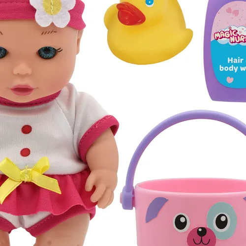 Vista 6 de Magic Nursery: Love Buckets - Juego de muñecas de bebé de 8 pulgadas, juego de New Adventures Bath Time Playset, a partir de 2 años