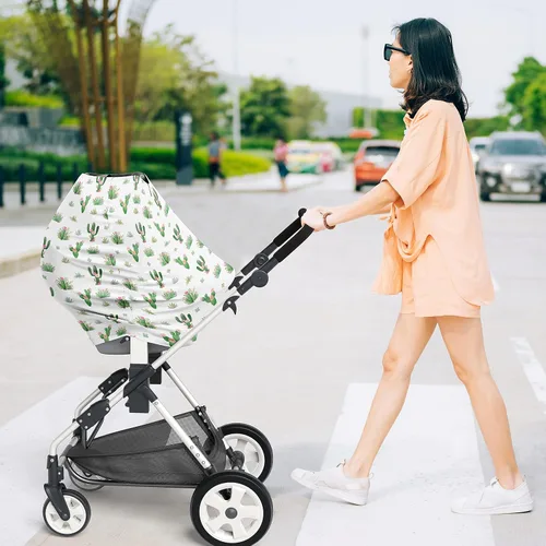 Vista 3 de Sweet Jojo Designs Cactus Floral Girl Funda de asiento de coche para bebé, lactancia, carrito de compras, toldo para cochecito de bebé, color rosa