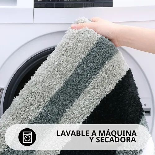 Vista 5 de Buganda - Alfombras de baño de microfibra con rayas, extra gruesas, suaves y peludas, absorbentes, lavables a máquina, para baño, bañera y ducha
