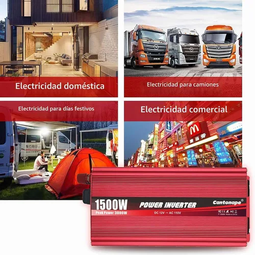Vista 8 de Cantonape - Inversor de corriente de 1500 W CC 12 V a CA 110 V/120 V