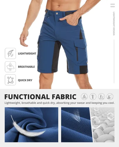 Vista 5 de Cycorld Pantalones cortos de ciclismo de montaña para hombre, ciclismo, senderismo, carga, pantalones cortos al aire libre