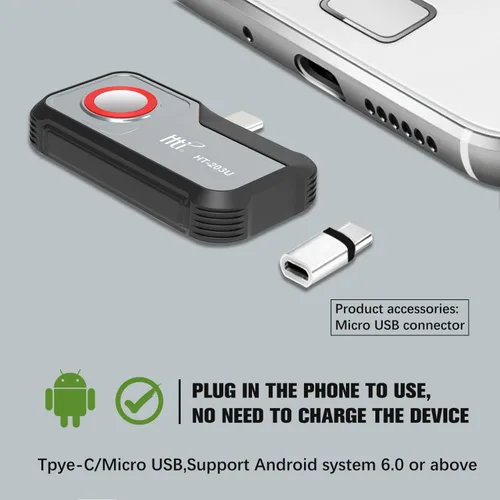 Vista 8 de Cámara térmica 256X192 IR Resolución HT-203U Cámara de imágenes térmicas para teléfono Android - Plano focal infrarrojo no enfriado de óxido