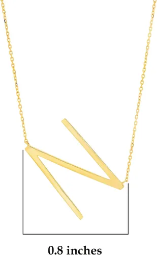 Vista 3 de MAX + STONE Collar con colgante de letra inicial de plata de ley chapada en oro de 14 quilates para mujer, con cadena ajustable de 16 a 18 pulgadas
