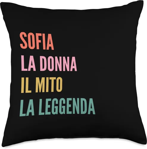 Vista 4 de Disegni Di Nomi Italiani Divertenti Per Sofia Funny Italian First Name Design-Sofia Throw Pillow, 16x16, Multicolor