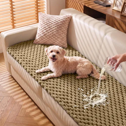 Vista 9 de TAOCOCO 100% Waterproof Couch Cover for Dogs, Washable Flannel Sofa Protector, Non Slip Sofa Covers for 3 Cushion Couch Pet Friendly, Soft Plush Cat